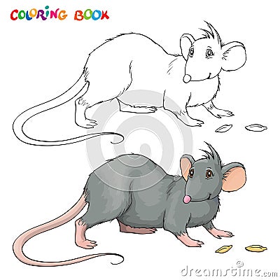 Vector Coloring book for children with rat. Vector Illustration