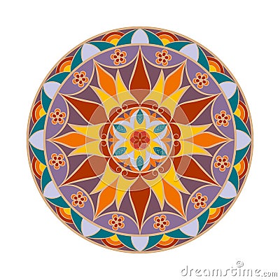 Vector Colour Flower Mandala. Ethnic decorative element. Vector Illustration