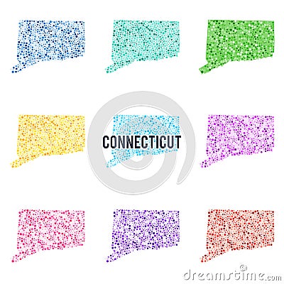 Vector colourful dotted map of the state of Connecticut. Stock Photo