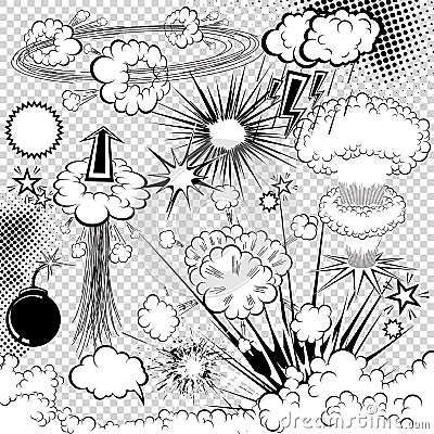 Vector comic book explosion elements Vector Illustration