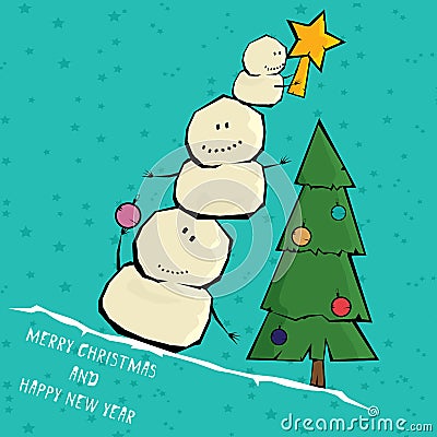 Vector comic cartoon merry christmas illustration Cartoon Illustration