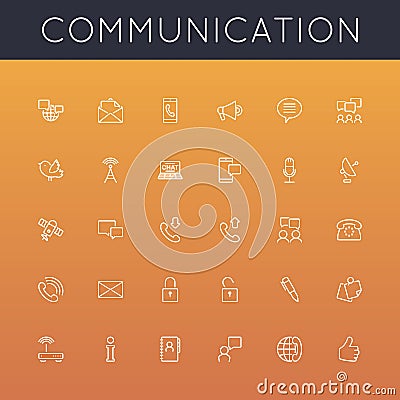 Vector Communication Line Icons Vector Illustration