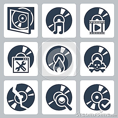 Vector compact disk icons set Vector Illustration