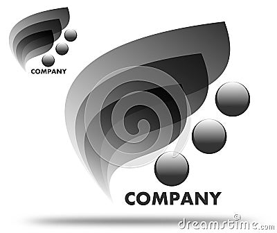Drawing company logo black leaves. Vector Illustration