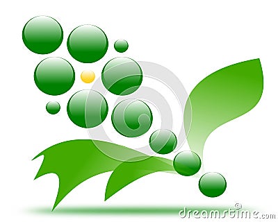 Drawing company logo green flower. Vector Illustration