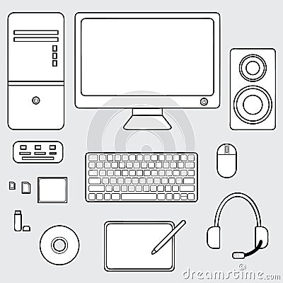 Vector of computer accessories concept, icon Stock Photo