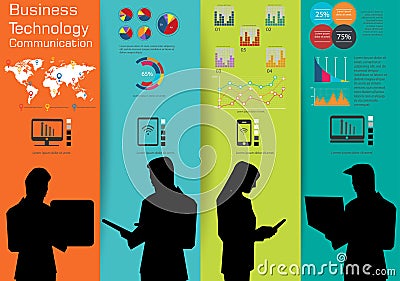 Computer Cellphone Tablet Laptop Technology Business Communication across world modern Idea and Concept Vector illustration Infogr Vector Illustration