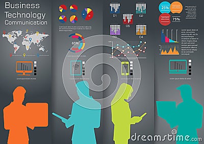 Computer Cellphone Tablet Laptop Technology Business Communication across world modern Idea and Concept Vector illustration Infogr Vector Illustration