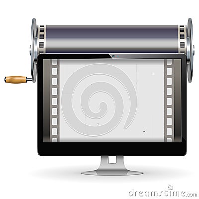 Vector Computer Cinema Concept Vector Illustration