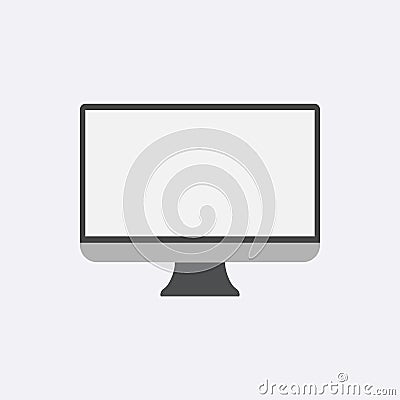 Vector computer display icon, Gray Pc screen with shadow. Vector Illustration