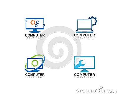 Vector computer and laptop repair logo template icon illustration Vector Illustration