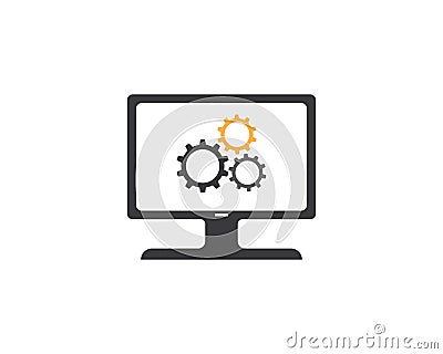 Vector computer and laptop repair logo template Vector Illustration