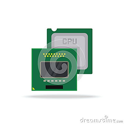 Vector computer processor, desktop and laptop Vector Illustration