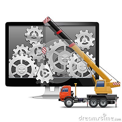 Vector Computer Repair Concept Vector Illustration