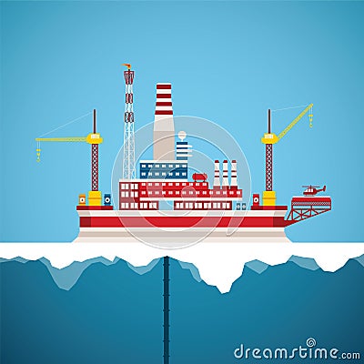 Vector concept of arctic oil and gas offshore industry Vector Illustration