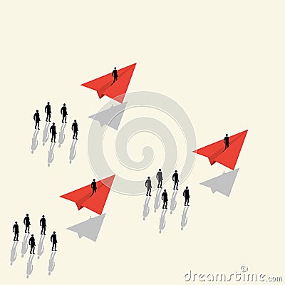 Vector concept of business opportunities or obstacles. A businessman is flying on an airplane. Courage, courage, risk concept. A Stock Photo