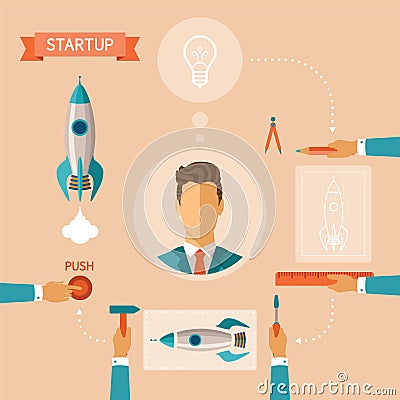 Vector concept of business startup Vector Illustration