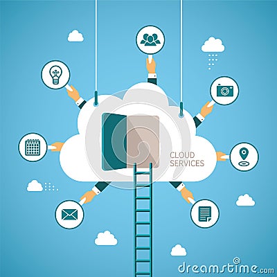 Vector concept of cloud services Vector Illustration