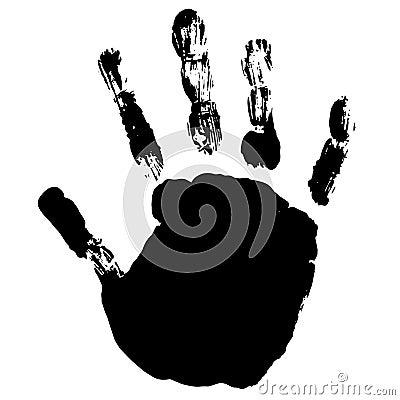Vector cute paint human hand or handprint of child isolated on white background for art, fun, happy Vector Illustration
