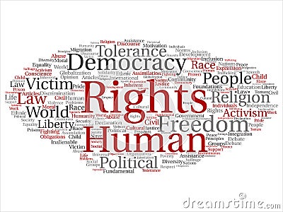 Vector concept or conceptual human rights political freedom, democracy abstract word cloud Stock Photo