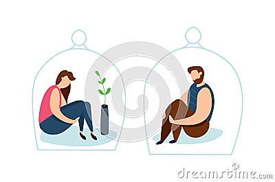 Vector concept of family conflict or relationship problem. Broken marriage. Conflicts between husband and wife. Breaking Vector Illustration