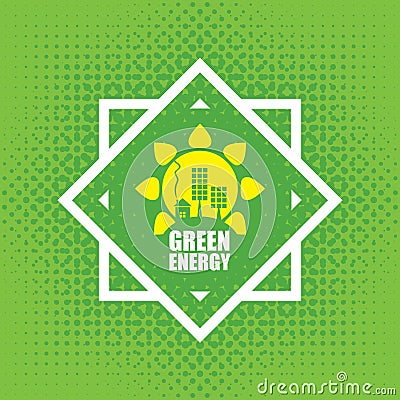 Vector concept of green energy with solar panels Vector Illustration