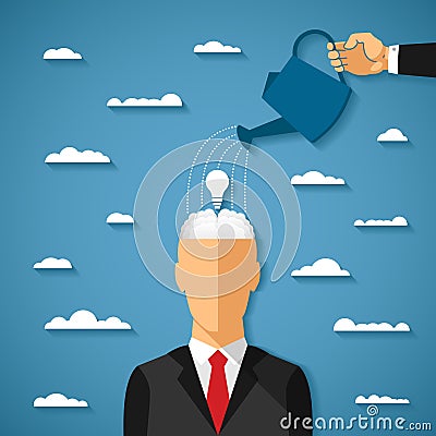 Vector concept of growing idea in human head Vector Illustration