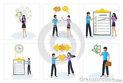 Vector concept of human resources management, recruitment. Project planning, time management with to do task list. Team at work. Vector Illustration