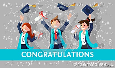 Vector Concept Illustration Cartoon Happy Students Vector Illustration