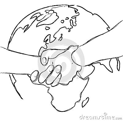 Vector concept illustration of handshake peace and frienship Cartoon Illustration