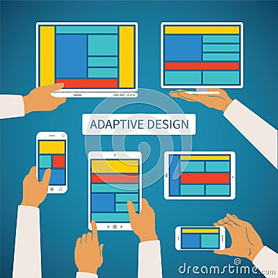 Vector concept of modern adaptive responsive web and application design Vector Illustration
