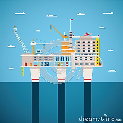 Vector concept of oil and gas offshore industry Vector Illustration