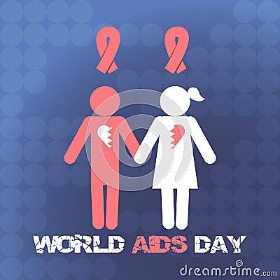 Vector concept on World AIDS Day. AIDS awareness. Vector poster about care and communication with people with AIDS. Vector Illustration