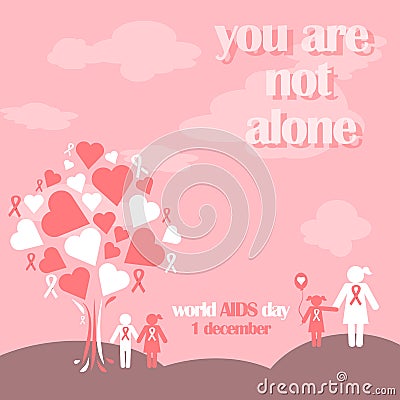 Vector concept on World AIDS Day. AIDS awareness. Vector poster about care and communication with with people with AIDS. Vector Illustration