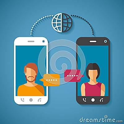 Vector concept of world global communication with long distance Vector Illustration