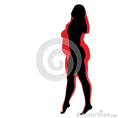 Vector overweight obese female vs slim fit healthy body Vector Illustration