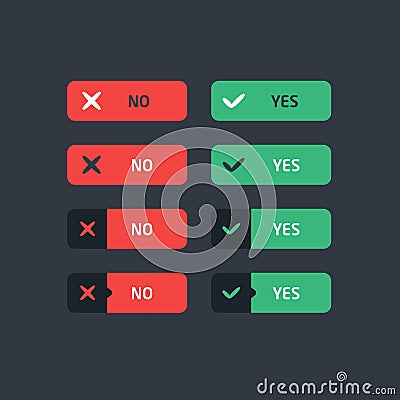 Vector Confirmation Flat Buttons Vector Illustration