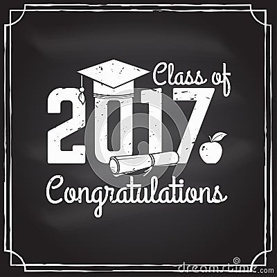 Vector Congratulations graduates Class of 2017 badge. Vector Illustration