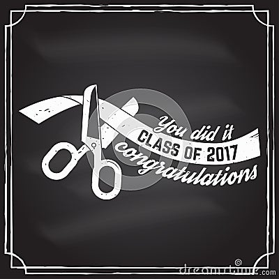 Vector Congratulations graduates Class of 2017 badge. Vector Illustration