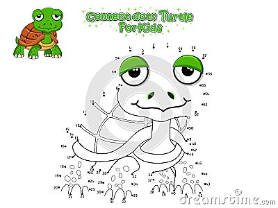 Vector Connect The Dots and Draw Cute Cartoon Turtle. Educational Game for Kids. Vector Illustration With Cartoon Style Funny Sea Vector Illustration