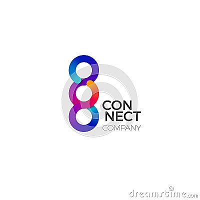 Vector Connect Symbol. Colorful Concept of Connect, Interaction and Cooperation. Business Creative Logo Vector Illustration