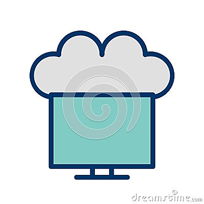 Vector Connected to Cloud Icon For Personal And Commercial Use. Stock Photo