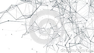 Vector connecting lines and dots on white background. Network connection structure. Banner template for your design Vector Illustration