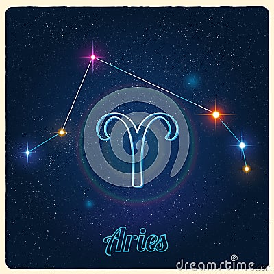 Vector constellation Aries with Zodiac sign Vector Illustration