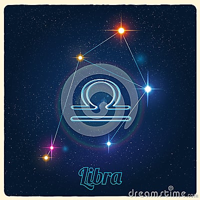 Vector Constellation Libra With Zodiac Sign Stock Vector - Image: 49550615