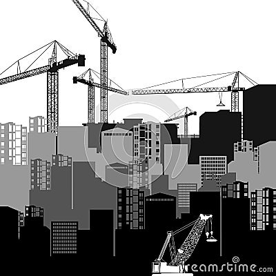 vector construction crane silhouette industry illustration architecture Vector Illustration