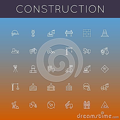 Vector Construction Line Icons Vector Illustration