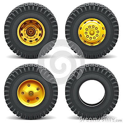 Vector Construction Machines Wheels Vector Illustration