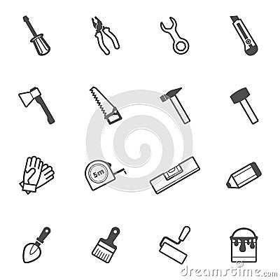 Vector construction and repair tool icon set Vector Illustration