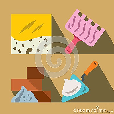 Vector Construction tools and materials. Flat style colorful Cartoon illustration. Vector Illustration